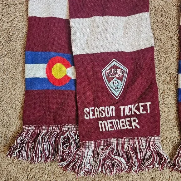 Colorado Rapids Scarves Soccer Lot 2 MLS Season Ticket Knit Ruffneck Vintage 96 - Picture 3 of 13